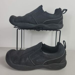 Keen Jasper Black Leather Slip On Loafer Shoes 1019722 Youth Boys Sz 3